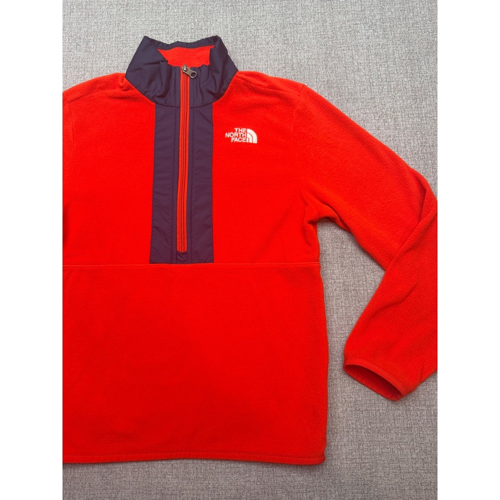 The North Face Youth Medium 1/4 Zip Fleece Pullover Orange Navy NF0A5GG3 Outdoor